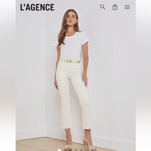 NEW L'agence High Rise Stretch Kendra Crop Flare Jeans “Vintage White” Sz26 FAB!